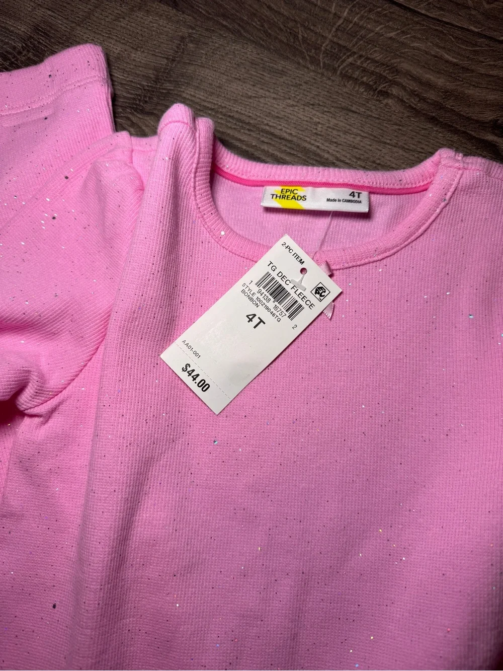 Girls' Pink Sparkle Long-Sleeve Set